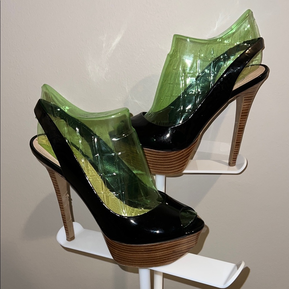 Elegant Black Patent Peep-Toe Heels - Jessica Simpson